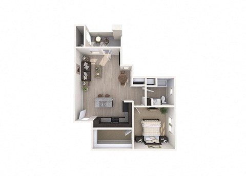 Floor plan for 1 bed, 1 bath, 745 sqft